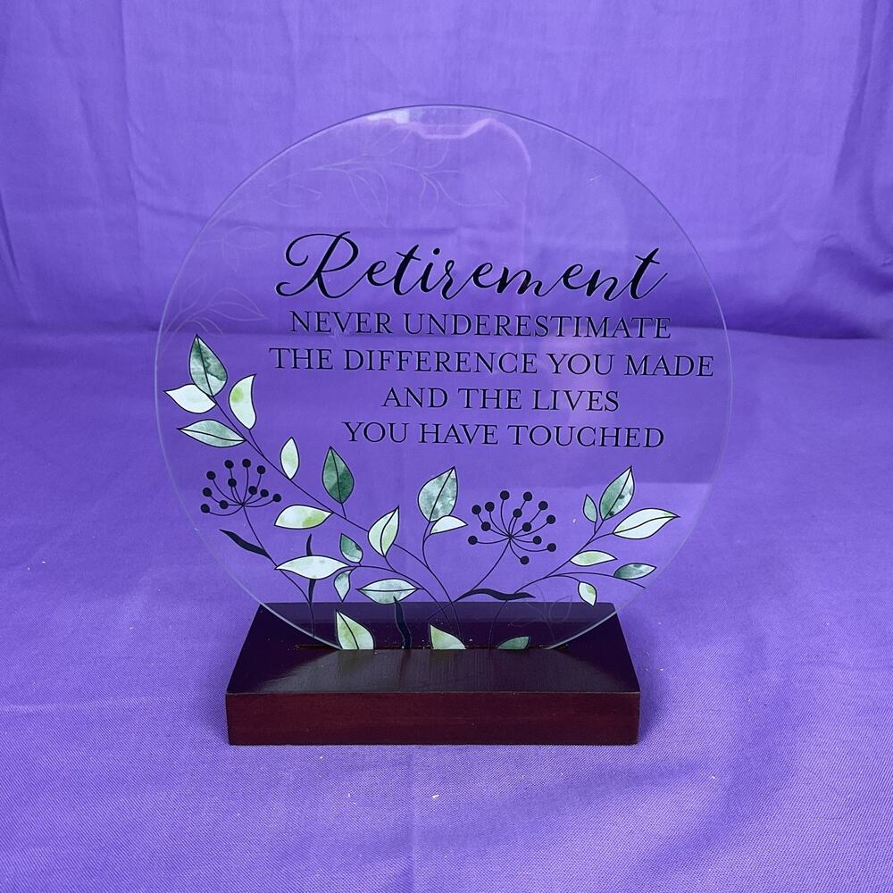 Retirement Plaque with Wooden Stand - "Never Underestimate The Difference
